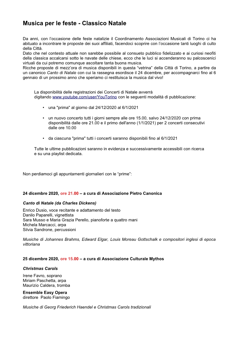 Concerti di Natale 2020